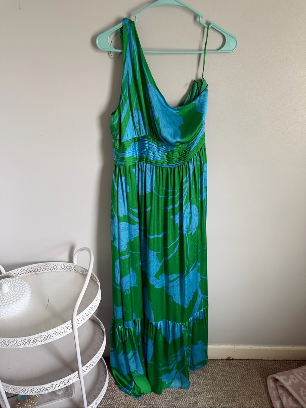 Sugarlips Green and Blue One-Shoulder Maxi Dress